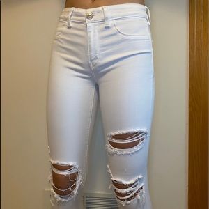 American Eagle white ripped jeggings
